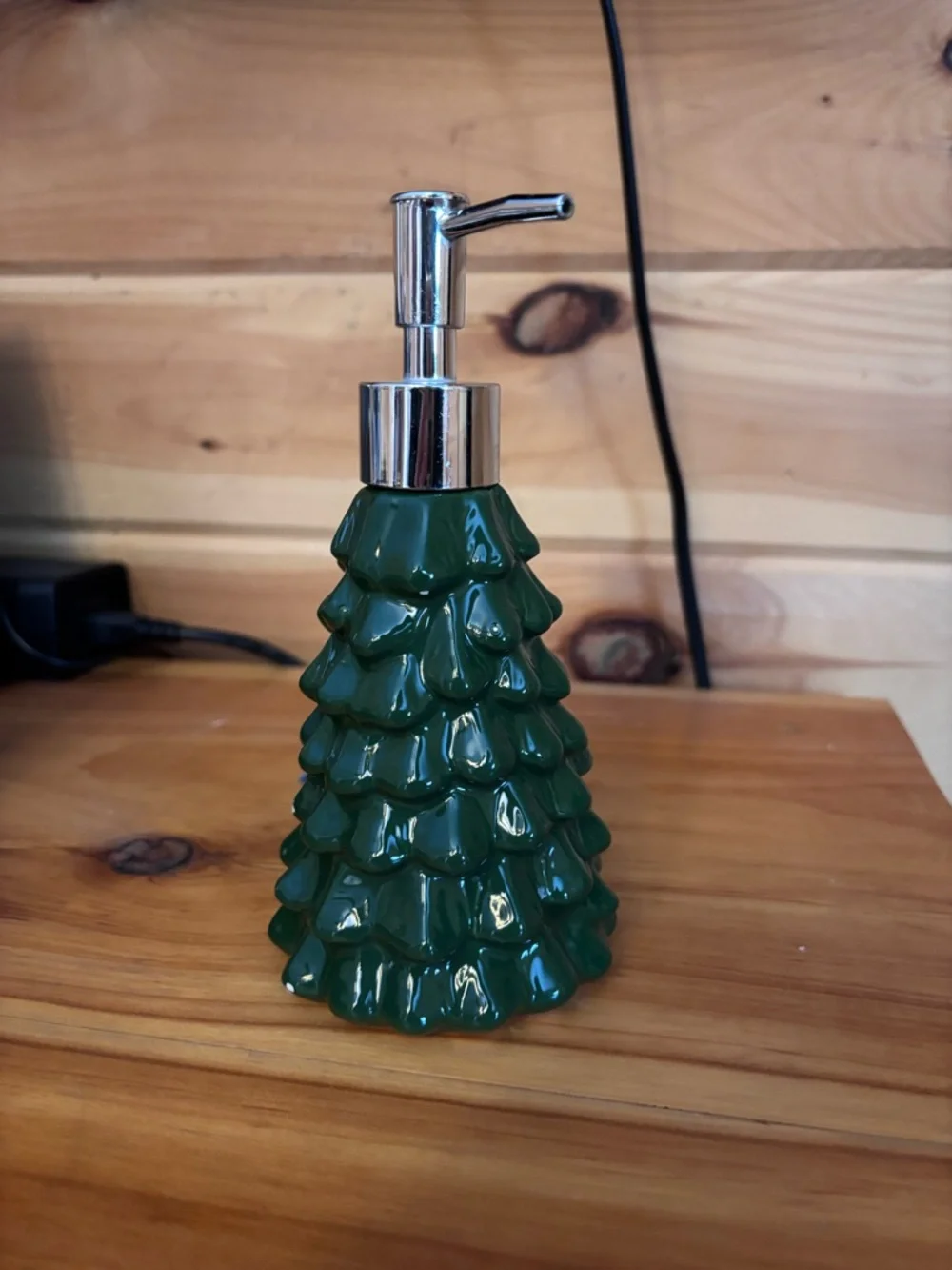 Green Tree-Shaped Ceramic Soap Dispenser